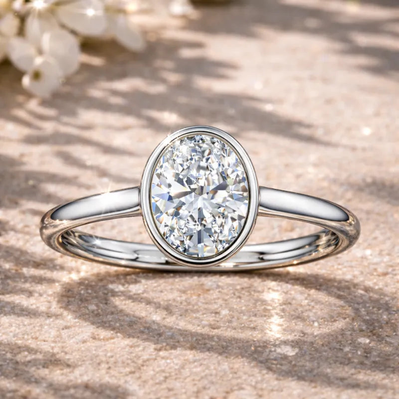 Oval Bezel Diamond Ring