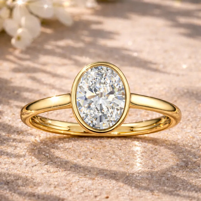 Oval Bezel Diamond Ring